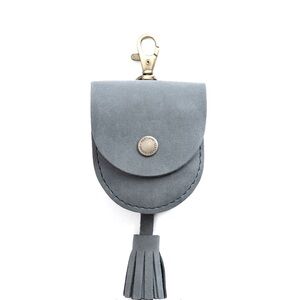 Portland Leather NIMBUS STORM Gray Suede Pouch with Tassel
